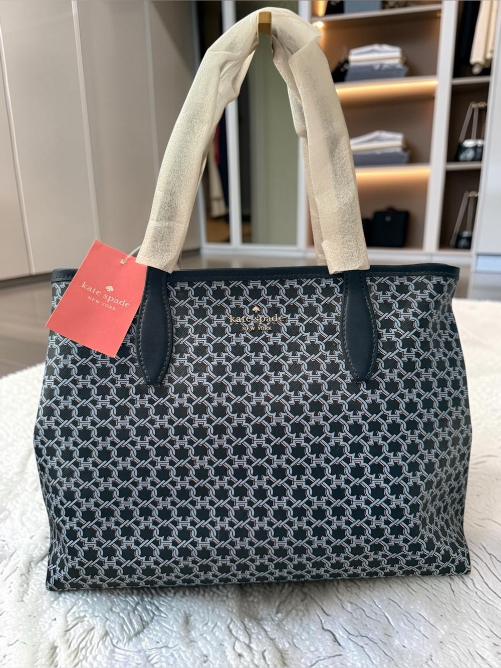 kate spade Black and White Patterned Tote